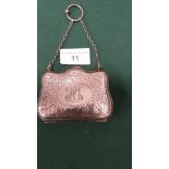 Silver Hallmarked Ladies Purse With Safety Chain Hallmark Rubbed