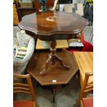 Edwardian window table together with inlaid table .