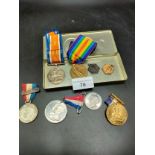 Lot of military medals includes 2 PTE McKenzie Cameron world war one medals .