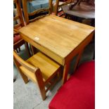 Pine child's school desk with chair.