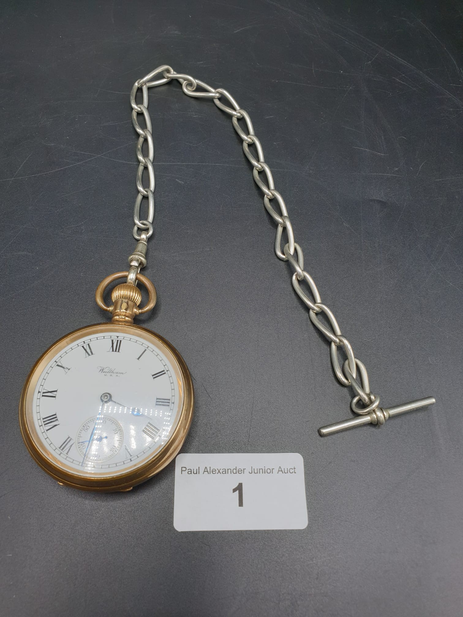 Waltham Pocket Watch Gold Plated With Albert Chain
