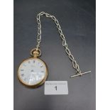Waltham Pocket Watch Gold Plated With Albert Chain