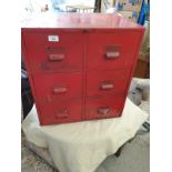 Vintage metal rustic 6 drawer metal chest .