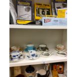 Shelf of collectable cup n saucers includes royal Worcester etc .