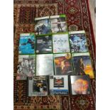 Selection of Xbox 360 games together with playstation one games .