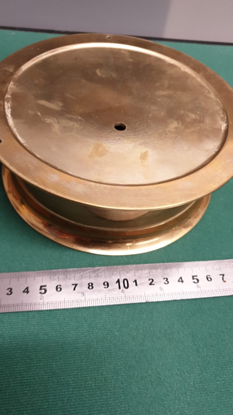 Heavy ornate brass Barometer thermometer. - Image 3 of 4