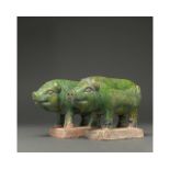 CHINA, MING DYNASTY GLAZED POTTERY PIG PAIR