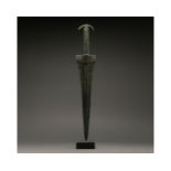 ANCIENT BRONZE SWORD ON STAND