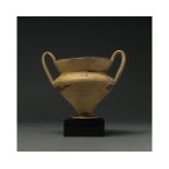 GREEK DAUNIAN TERRACOTTA VESSEL WITH HANDLES