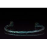 BRONZE AGE COILED NECK TORC - SUPERB PATINA