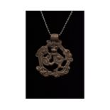 VIKING SILVER PENDANT DEPICTING SIGURD AND FAFNIR - WEARABLE