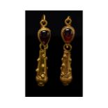 ROMAN GOLD AND GARNET HERCULES' CLUB EARRINGS