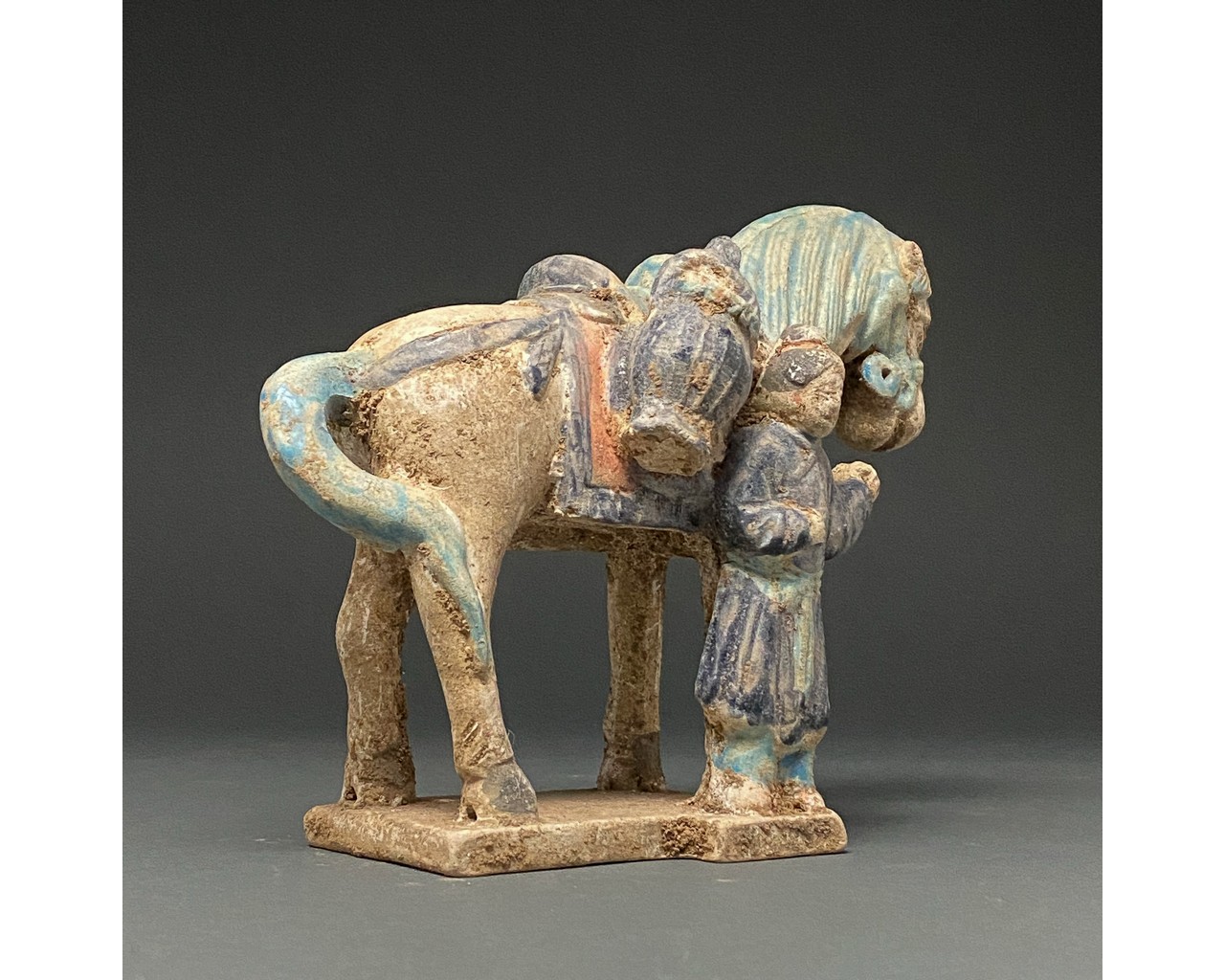 CHINA, MING DYNASTY GLAZED POTTERY HORSE AND GROOM - Image 3 of 6