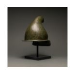 RARE GREEK PHRYGIAN BRONZE HELMET-EX JORG KRAUSE COLLECTION