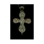 CRUSADERS ERA BRONZE DOUBLE RELIQUARY CROSS