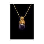 GREEK HELLENISTIC GOLD AND AMETHYST PENDANT