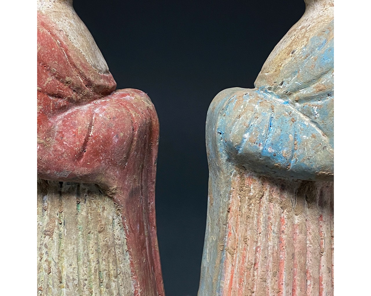 CHINA, TANG DYANSTY PAIR OF POTTERY STANDING LADIES - Image 7 of 7