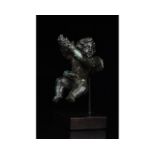 ROMAN BRONZE FIGURE OF WINGED CUPID ON STAND