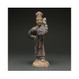 CHINA, MING DYNASTY GLAZED POTTERY LADY