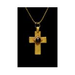 MEDIEVAL GOLD AND GARNET CROSS PENDANT