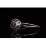 MEDIEVAL SILVER RING WITH GARNET STONE