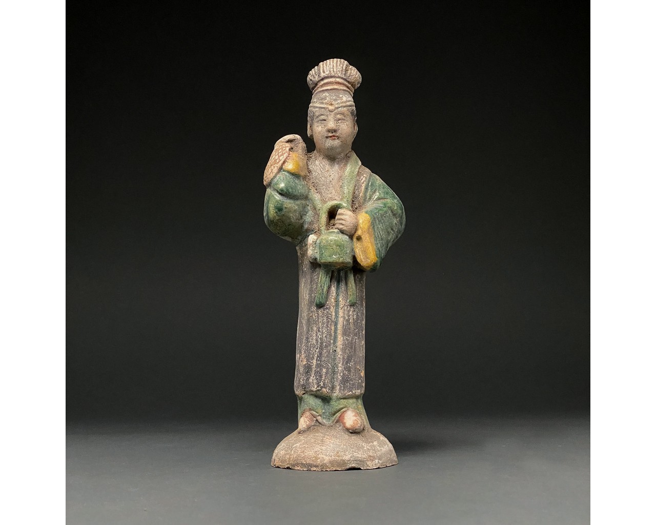 CHINA, MING DYNASTY GLAZED POTTERY LADY