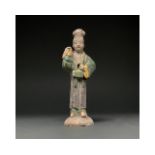 CHINA, MING DYNASTY GLAZED POTTERY LADY