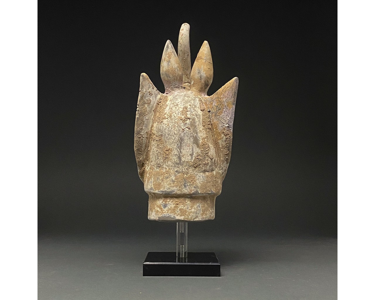 CHINA, TANG DYANSTY POTTERY DRAGON HEAD ON STAND - Image 4 of 9