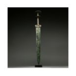 SPECTACULAR BRONZE SWORD WITH ELABORATE HANDLE