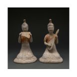 BEAUTIFUL PAIR OF CHINESE TANG MUSICIAN LADIES