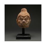 LARGE CHINESE TANG DYNASTY HEAD OF A SOLDIER