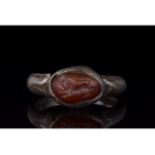 ROMAN SILVER INTAGLIO RING WITH LION