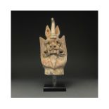 CHINA, TANG DYANSTY POTTERY DRAGON HEAD ON STAND