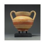 GREEK DAUNIAN TERRACOTTA VESSEL WITH HANDLES