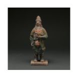 CHINA, MING DYNASTY GLAZED POTTERY SOLDIER