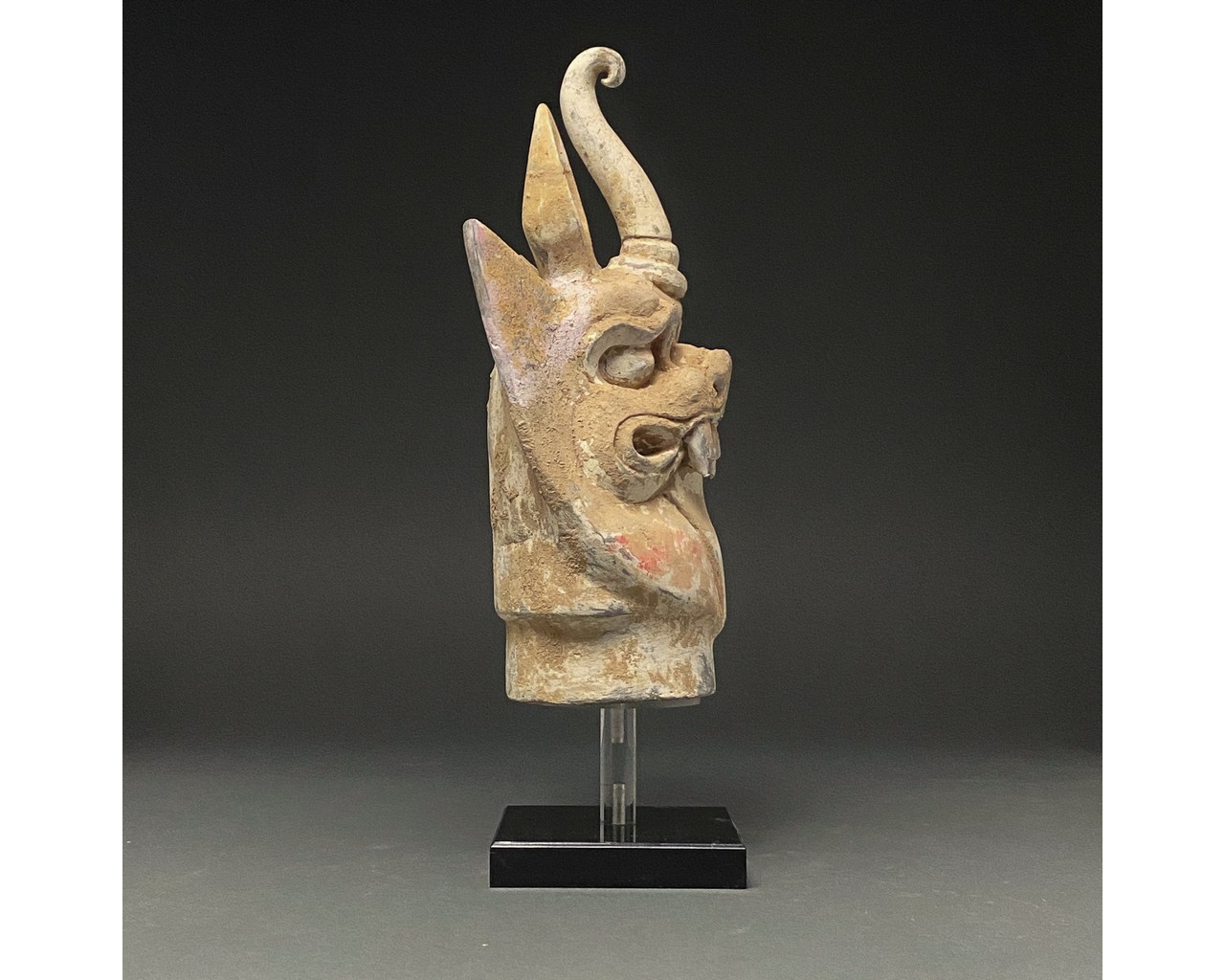 CHINA, TANG DYANSTY POTTERY DRAGON HEAD ON STAND - Image 5 of 9