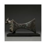 RARE AMLASH BRONZE BATTLE AXE WITH ANIMAL