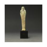 EGYPTIAN FAIENCE USHABTI ON STAND