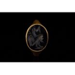 ROMAN GOLD INTAGLIO RING WITH CREATURE