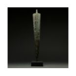 ANCIENT BRONZE SWORD ON STAND