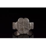 LARGE CRUSADERS ERA SILVER RING WITH HEXAGRAM PATTERN