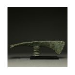 HUGE BRONZE AGE BATTLE AXE WITH DECORATED SHAFT