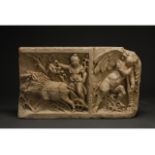 RARE ROMAN MARBLE FRIEZE - CALYDONIAN HUNT-EX WILLIAM FROELICH COLLECTION