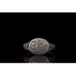 CRUSADERS ERA SILVER RING WITH CHRISTIAN MONOGRAM