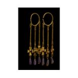 STUNNING MEDIEVAL GOLD AND AMETHYST EARRINGS - XRF TESTED