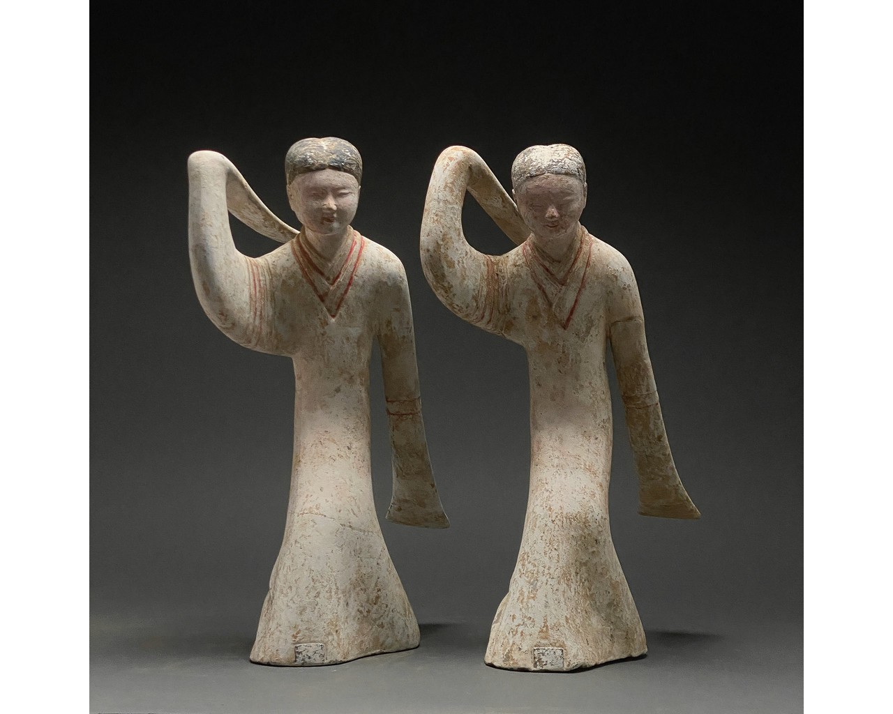 RARE PAIR OF CHINESE HAN DYNASTY DANCING LADIES - TL TESTED - Image 2 of 7