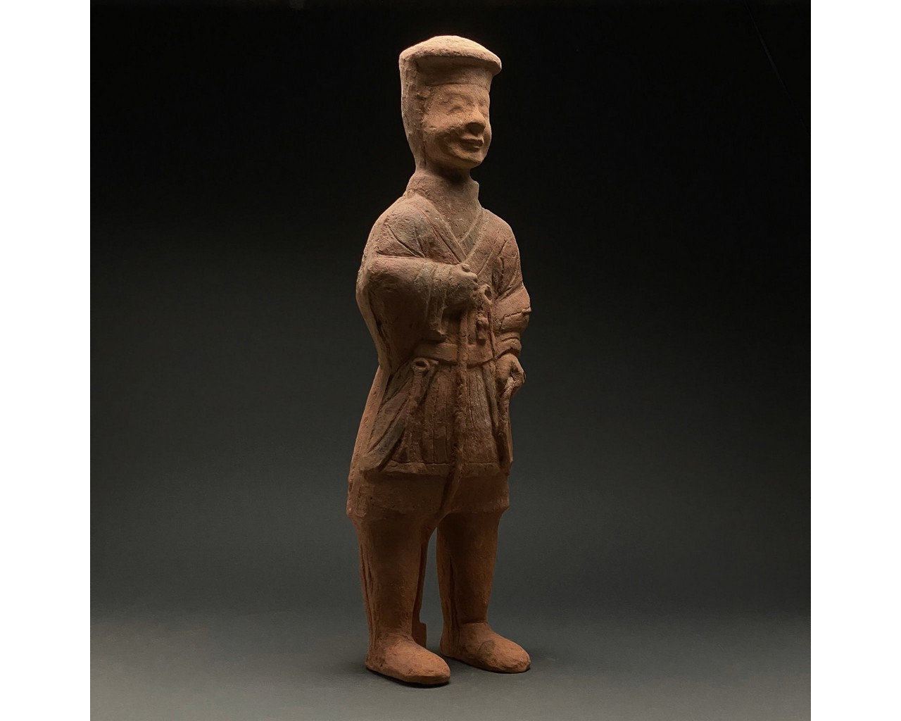 CHINA, HAN DYNASTY POTTERY ATTENDANT FIGURE - TL TESTED