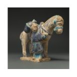 CHINA, MING DYNASTY GLAZED POTTERY HORSE AND GROOM