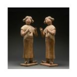 PAIR OF CHINESE TANG DYNASTY COURT ATTENDANTS - TL TESTED