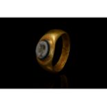 ROMAN GOLD INTAGLIO RING WITH NICOLO PORTRAIT STONE- XRF TESTED